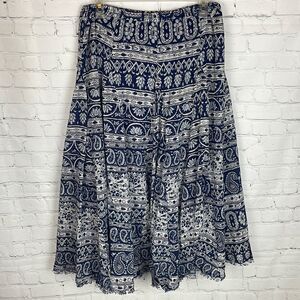 Banana Republic Blue and White Maxi Skirt Size Small